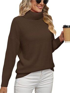 Turtleneck Chunky Oversized Tunic Sweater Pullover